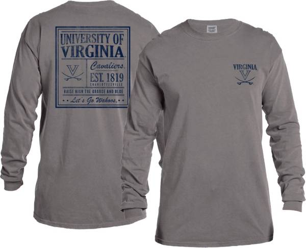 Image One Men's Virginia Cavaliers Grey Vintage Poster Long Sleeve T-Shirt product image