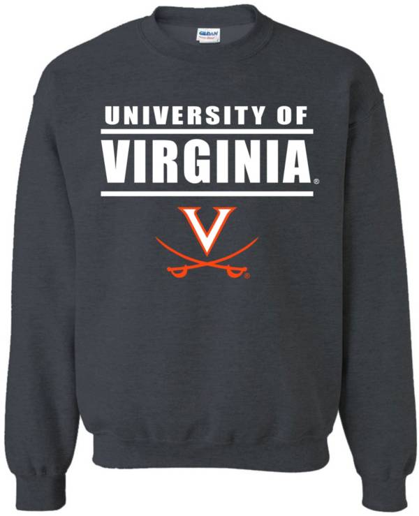 Image One Men's Virginia Cavaliers Grey Bars Logo Crew Neck Sweatshirt