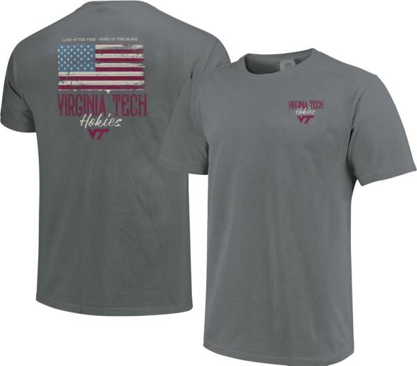 Image One Men's Virginia Tech Hokies Grey Worn Flag T-Shirt product image
