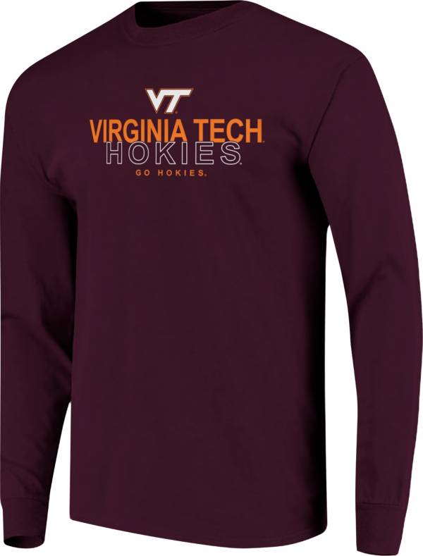 Image One Men's Virginia Tech Hokies Maroon Overtype Logo Long Sleeve T-Shirt