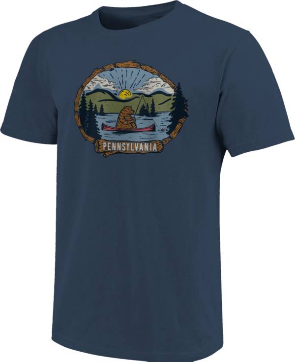 Image One Men's Pennsylvania Bear Fishing Graphic T-Shirt