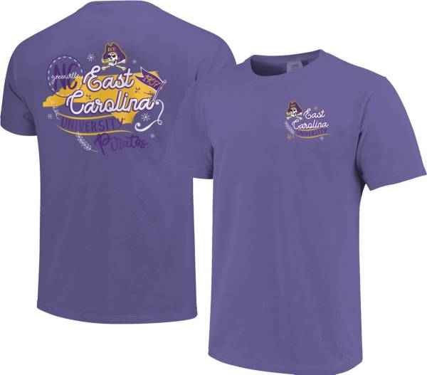 Image One Women's East Carolina Pirates Purple Doodles T-Shirt