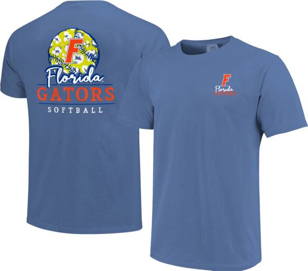 Image One Women's Florida Gators Blue Pattern Script Softball T-Shirt