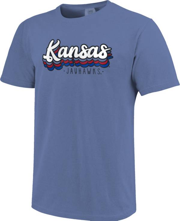 Image One Women's Kansas Jayhawks Blue Retroscript T-Shirt