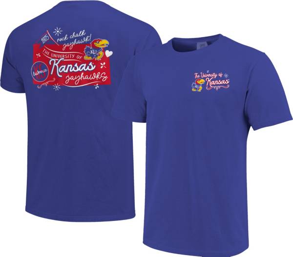 Image One Women's Kansas Jayhawks Blue Doodles T-Shirt