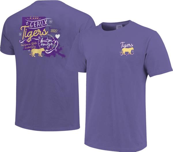 Image One Women's LSU Tigers Purple Doodles T-Shirt