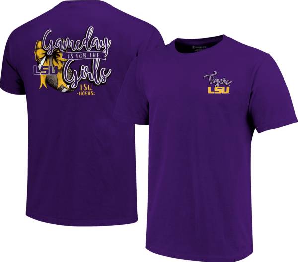 Image One Women's LSU Tigers Purple Gameday Bow T-Shirt