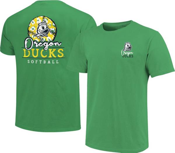 Image One Women's Oregon Ducks Green Pattern Script Softball T-Shirt product image