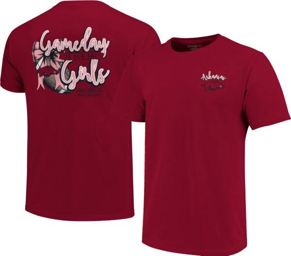 Image One Women's Arkansas Razorbacks Cardinal Gameday Bow T-Shirt