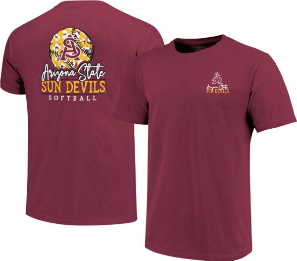 Image One Women's Arizona State Sun Devils Pattern Script Softball T-Shirt