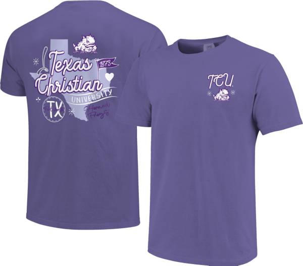 Image One Women's TCU Horned Frogs Purple Doodles T-Shirt