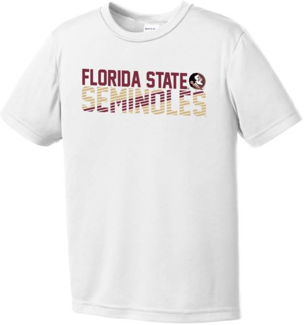 Image One Youth Florida State Seminoles White Diagonal Competitor T-Shirt