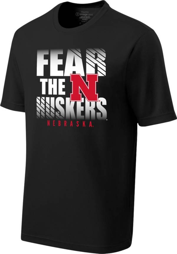 Image One Youth Nebraska Cornhuskers Black Fear Competitor T-Shirt