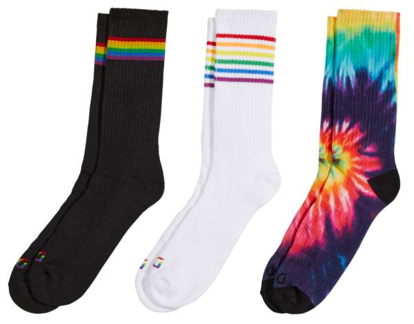 DSG Adult Pride Tie Dye Stripe Crew Socks – 3 Pack