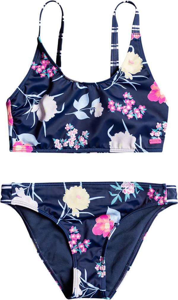 Roxy Girls' Flower Addict Crop Top Swim Set