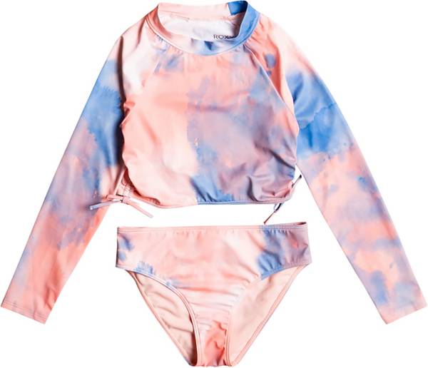Roxy Girls' Malibu Story Long Sleeve Lycra Crop Top Swim Set product image