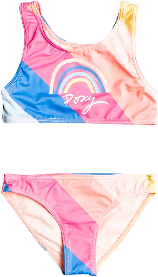 Roxy Little Girls' Touch of Rainbow Crop Top Two Piece Swim Set