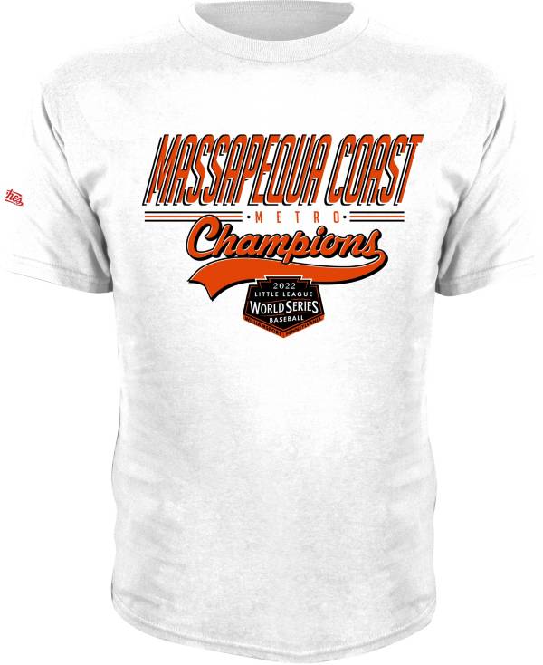 Stitches Youth 2022 Little League Baseball World Series White Massapequa Coast Metro Champs T-Shirt product image