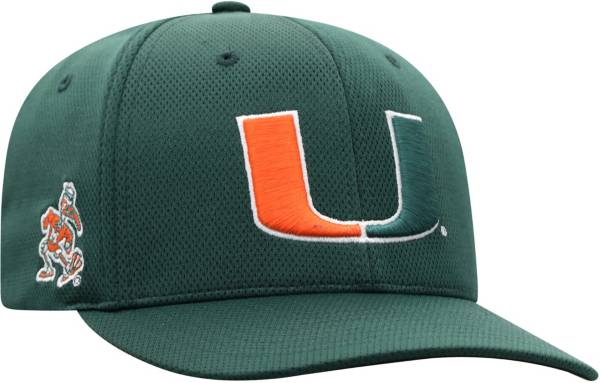 Top of the World Men's Miami Hurricanes Green Reflex Stretch Fit Hat