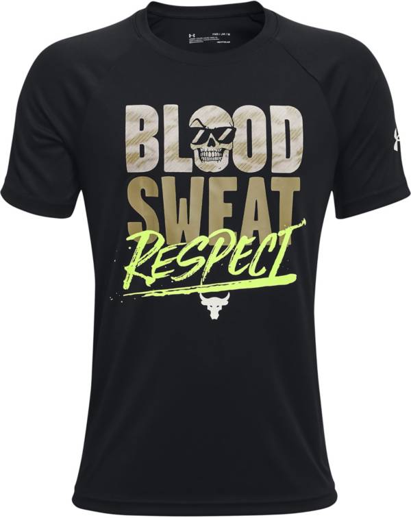 Under Armour Boys' Project Rock Tech Blood Sweat Respect T-Shirt