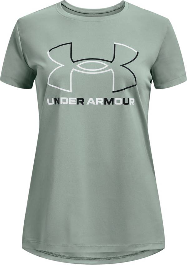 NEW Under Armour Girls Fashion Short Sleeve T-Shirt Top Black YMD Medium 10 12 