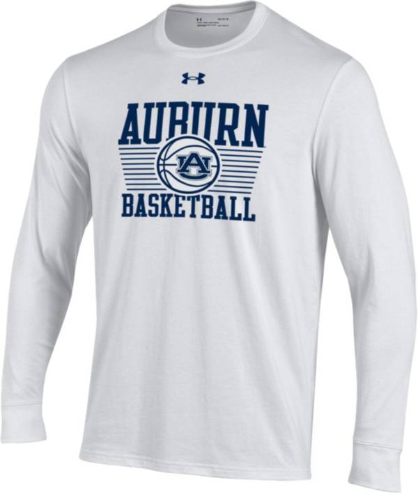 Under Armour Men's Auburn Tigers White Tech Performance Basketball Long Sleeve T-Shirt