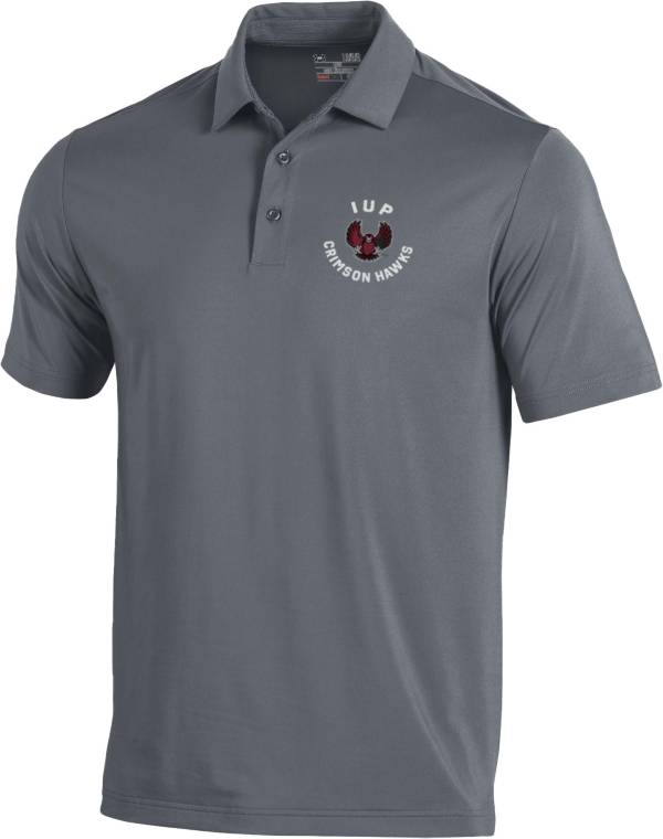 Under Armour Men's IUP Crimson Hawks Grey Tech Polo