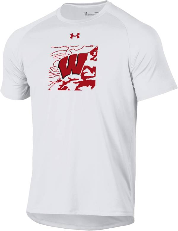 Under Armour Men's Wisconsin Badgers White Tech Performance T-Shirt