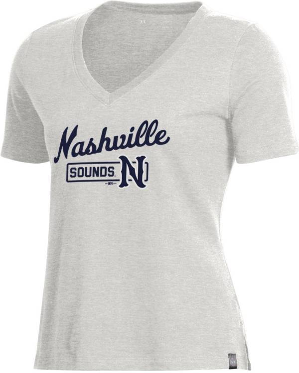 Under Armour Women's Nashville Sounds Gray Performance V-Neck T-Shirt