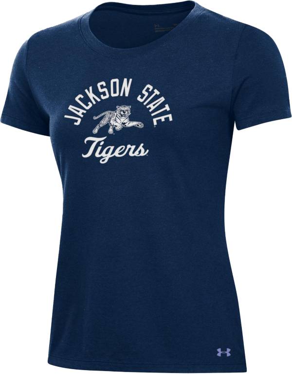 Under Armour Women's Jackson State Tigers Navy Blue Performance Cotton T-Shirt