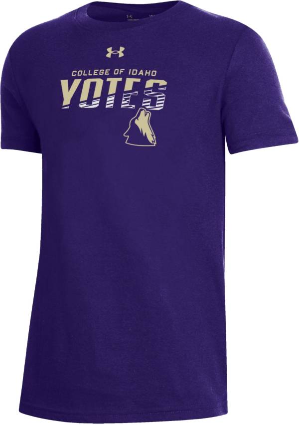 Under Armour Youth College of Idaho Yotes Purple Performance Cotton T-Shirt