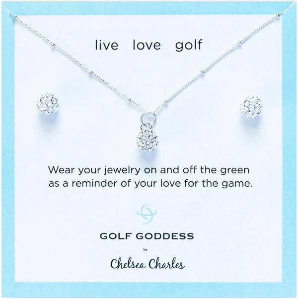 Chelsea Charles Golf Ball Charm Necklace & Earrings Gift Set