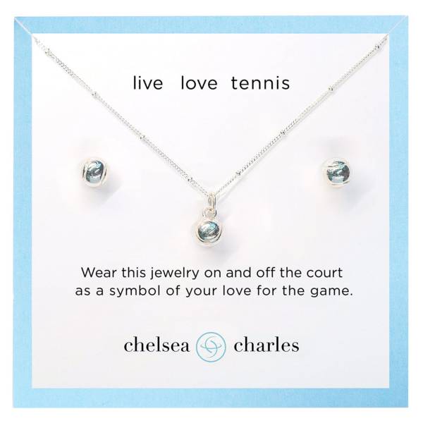 CC Tennis Ball Charm Necklace and Earrings Gift Set