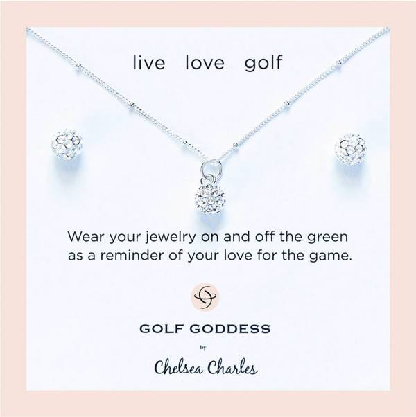 Chelsea Charles Girls Golf Ball Charm Necklace & Earrings Gift Set