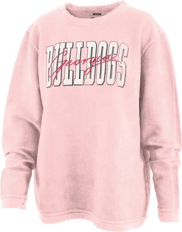 Pressbox Women's Georgia Bulldogs Pink Comfy Cord Crewneck Sweater