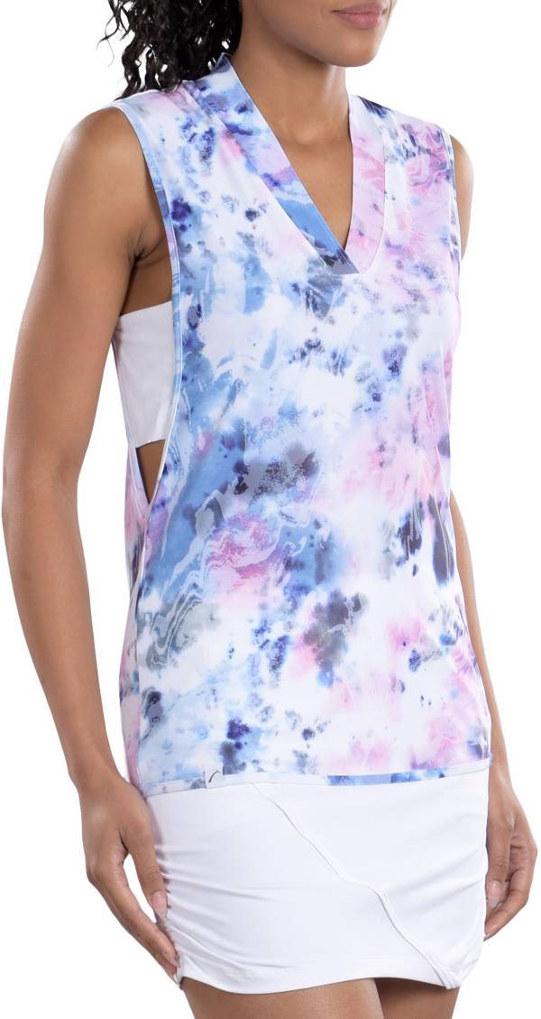SwingDish Women's Kimberly Watercolor Print Golf Tank Top