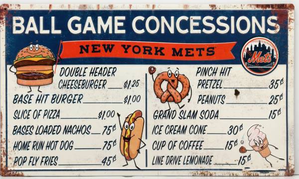 Open Road New York Mets Concessions Sign