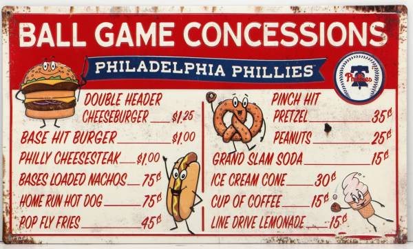 Open Road Philadelphia Phillies Concessions Sign