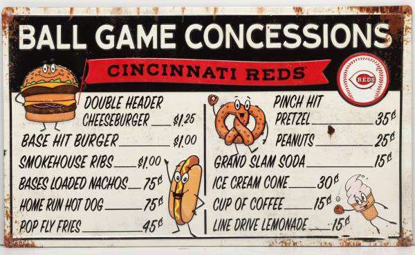 Open Road Cincinnati Reds Concessions Sign