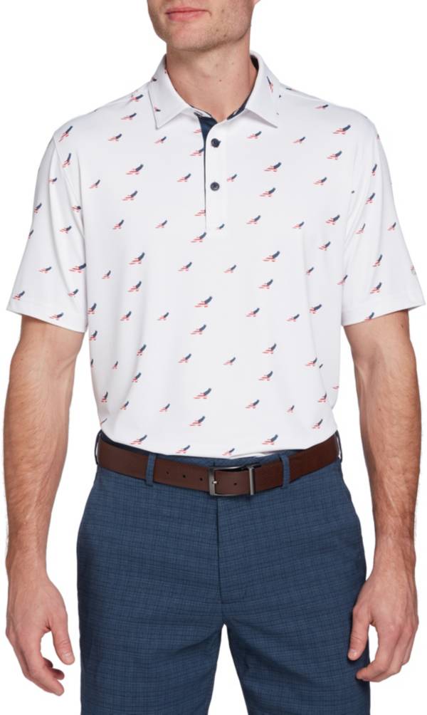 Walter Hagen Men's Perfect 11 USA Double Eagle Print Golf Polo