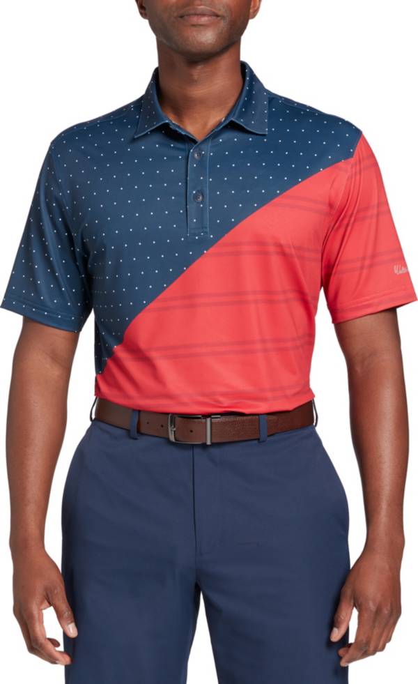 Walter Hagen Men's Perfect 11 USA Diagonal Flag Golf Polo