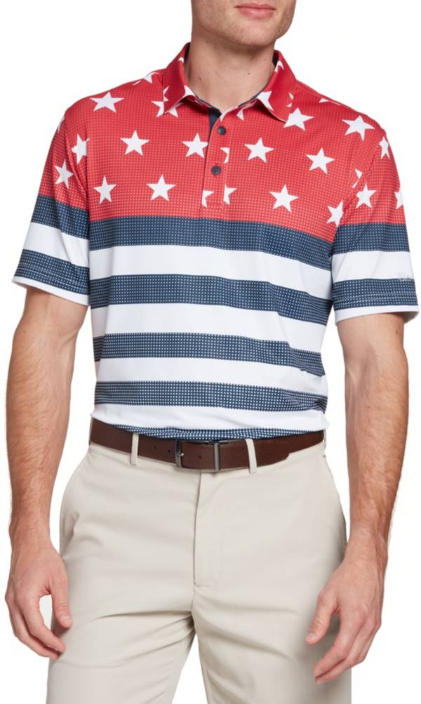 Walter Hagen Men's Perfect 11 USA Microdot Flag Print Golf Polo