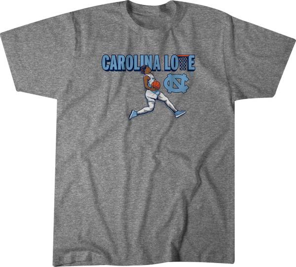 BreakingT North Carolina Tar Heels Grey Caleb Love Carolina Love Basketball T-Shirt