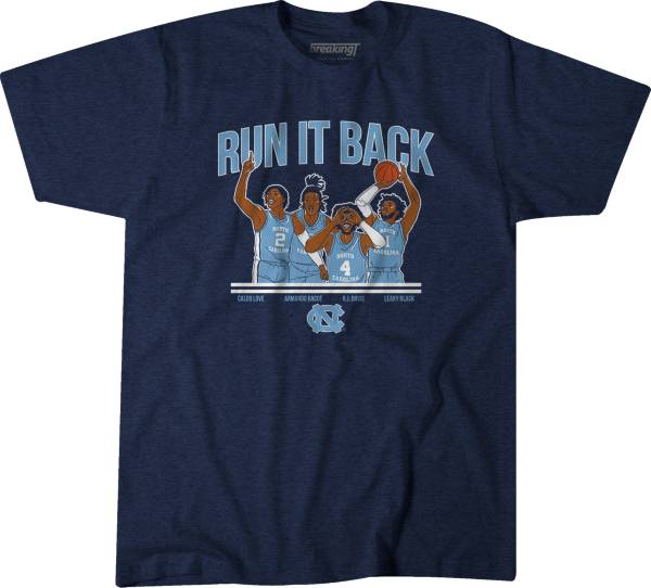 BreakingT North Carolina Tar Heels Navy Run it Back Basketball T-Shirt