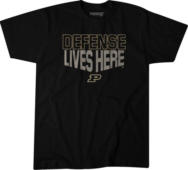 BreakingT Purdue Boilermakers Defense Lives Here Basketball Black T-Shirt product image