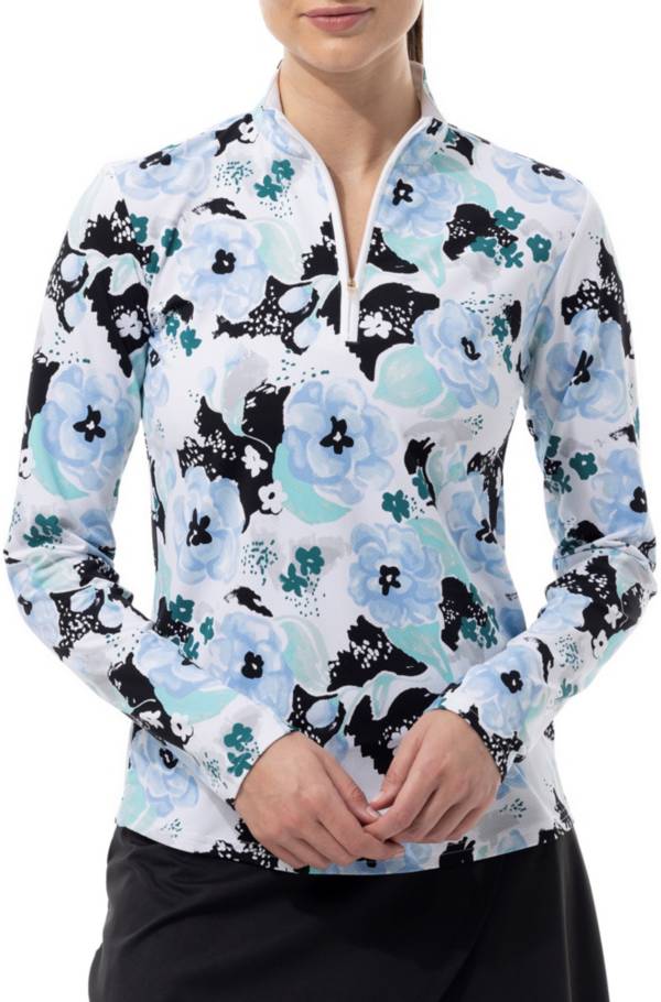 SanSoleil Women's Long Sleeve Printed Mock Neck Shirt