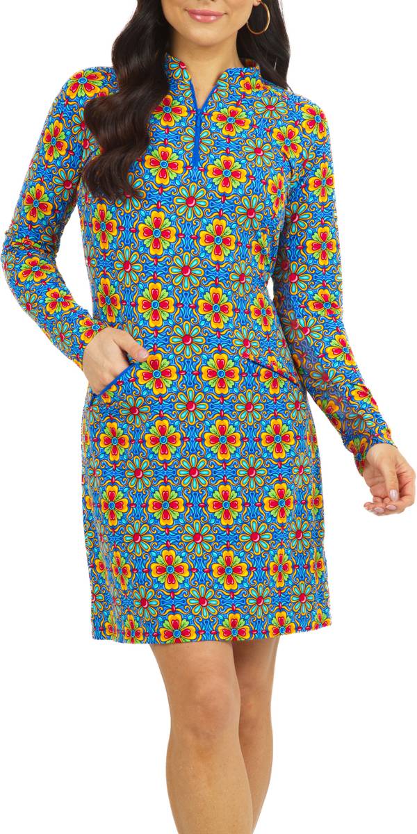 IBKUL Women's Long Sleeve Scarlet Print 1/4 Zip Golf Dress product image