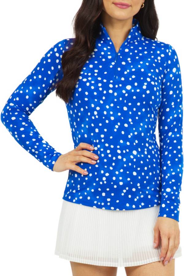 IBULK Women's Long Sleeve Evelyn Print 1/4 Zip Mock Neck Golf Polo