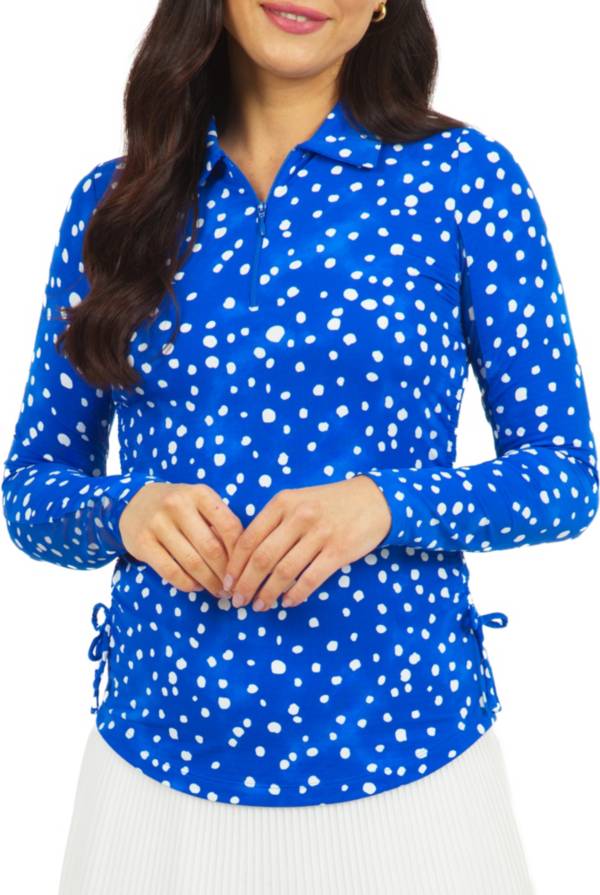 IBKUL Women's Long Sleeve Evelyn Print 1/4 Zip Golf Polo