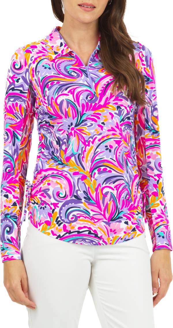 IBKUL Women's Long Sleeve Aubrey Print 1/4 Zip Golf Polo